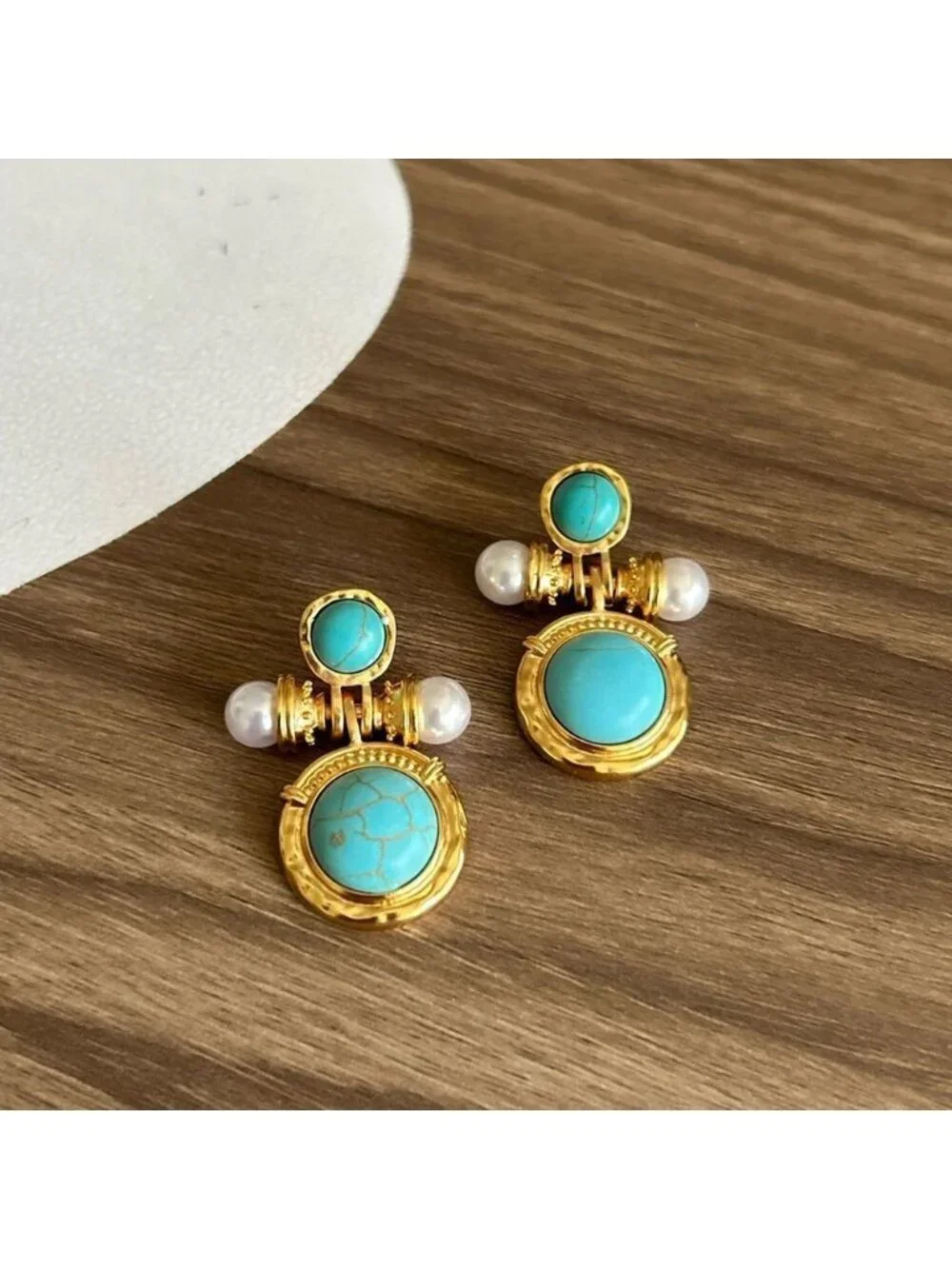 Gold and Turquoise Earrings Q424